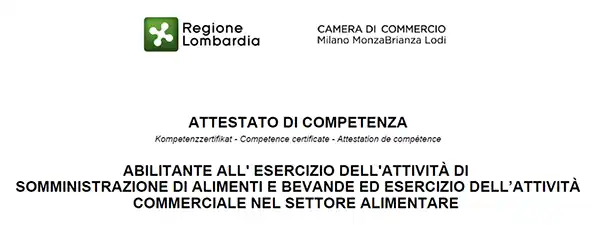 Esempio attestato di competenza corso SAB